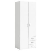 ŠATNÍ SKŘÍŇ, bílá, 77,6/200,4/49,5 cm - bílá/barvy stříbra, Basics, kov/kompozitní dřevo (77,6/200,4/49,5cm) - MID.YOU