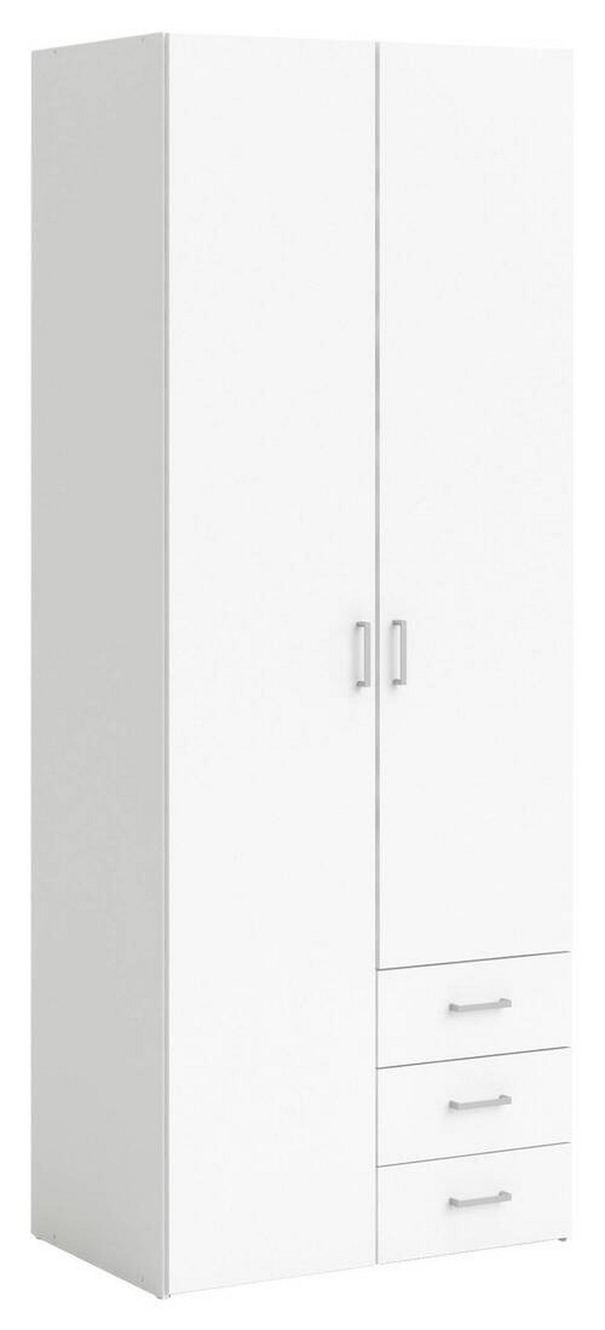 ŠATNÍ SKŘÍŇ, bílá, 77,6/200,4/49,5 cm - bílá/barvy stříbra, Basics, kov/kompozitní dřevo (77,6/200,4/49,5cm) - MID.YOU
