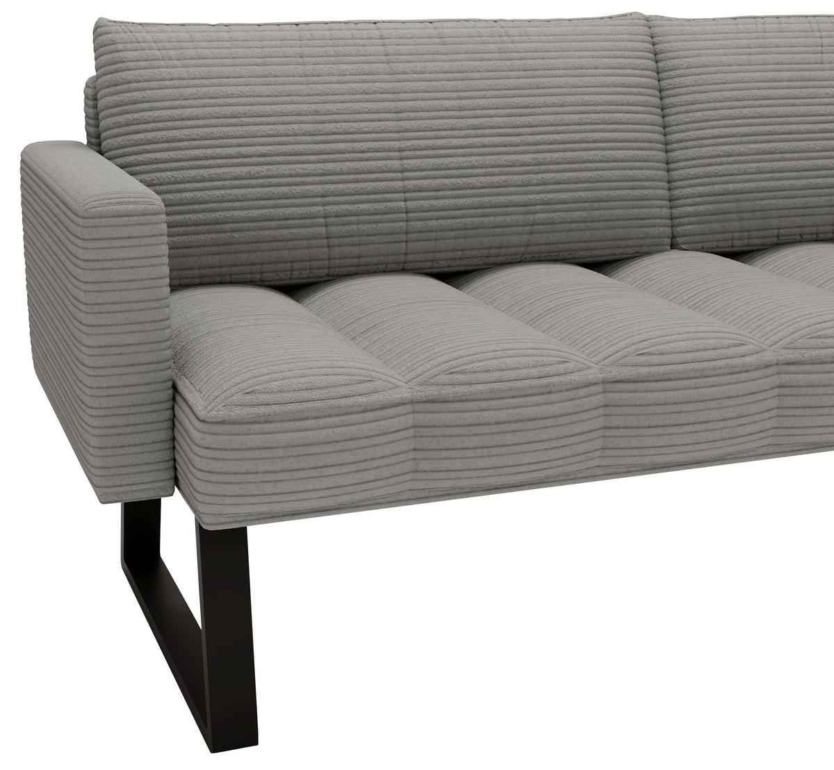 SITZBANK 200/88/69 cm Struktur Grau Metall  - Schwarz/Grau, Design, Textil/Metall (200/88/69cm) - Valdera