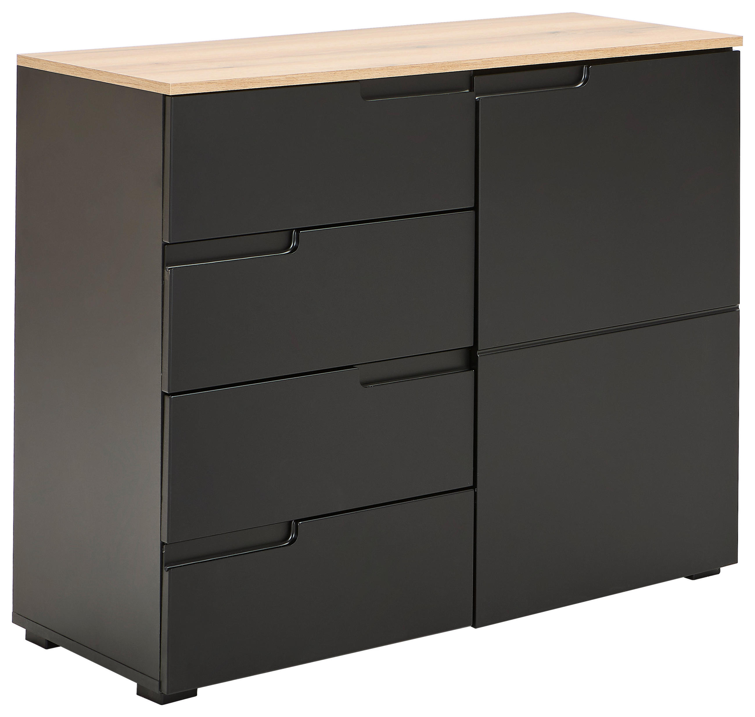 KOMMODE Swim, 100/80/40 cm, 4 Schublade(n)  - Eichefarben/Schwarz, Design, Holzwerkstoff/Kunststoff (100/80/40cm) - MID.YOU