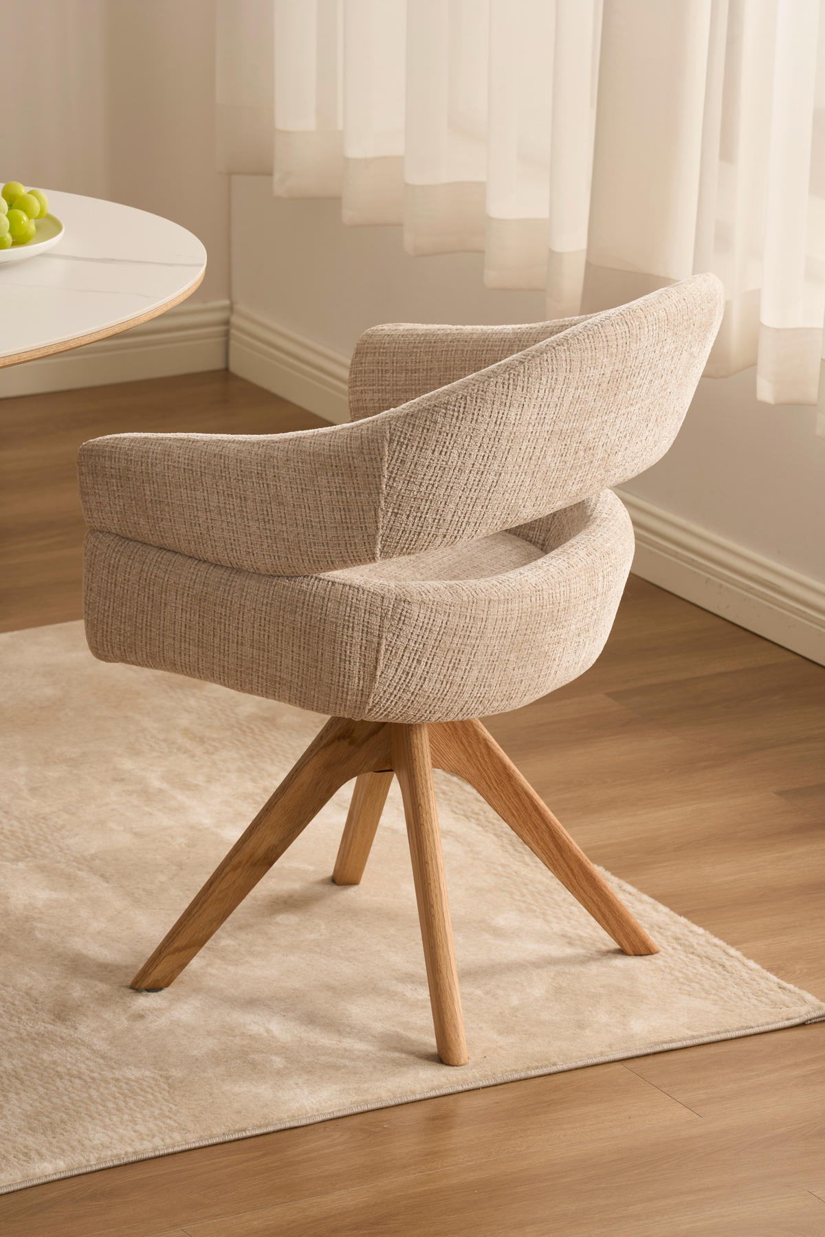 ARMLEHNSTUHL in Holz, Textil Eichefarben, Beige  - Eichefarben/Beige, MODERN, Holz/Textil (58/85/62cm) - Livetastic