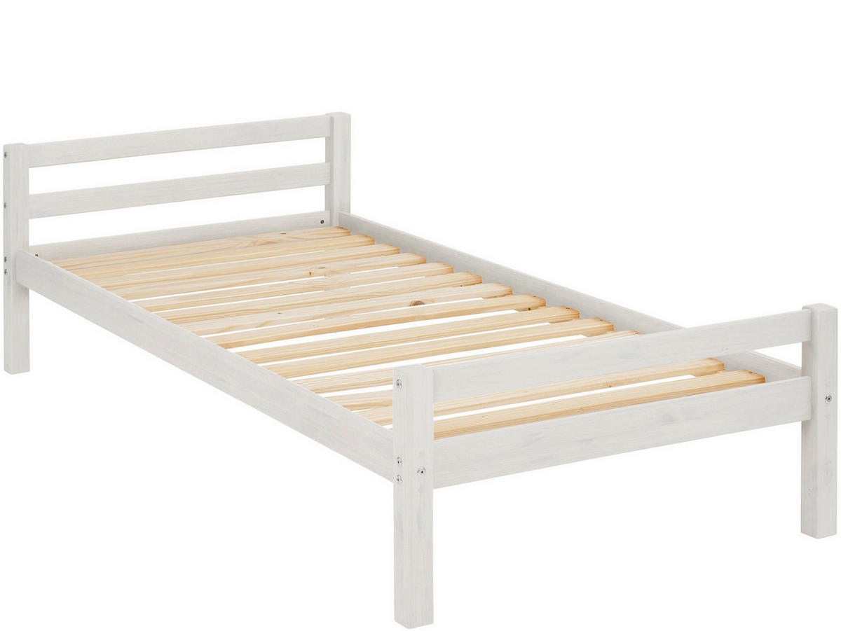 BETT 90/200 cm  in Weiß  - Naturfarben/Weiß, Design, Holz (90/200cm) - MID.YOU