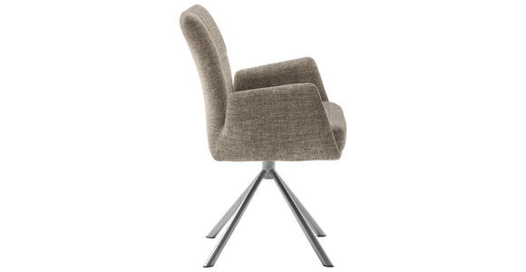 ARMLEHNSTUHL in Edelstahl Flachgewebe - Edelstahlfarben/Cappuccino, Design, Textil/Metall (60/87/61cm) - Novel