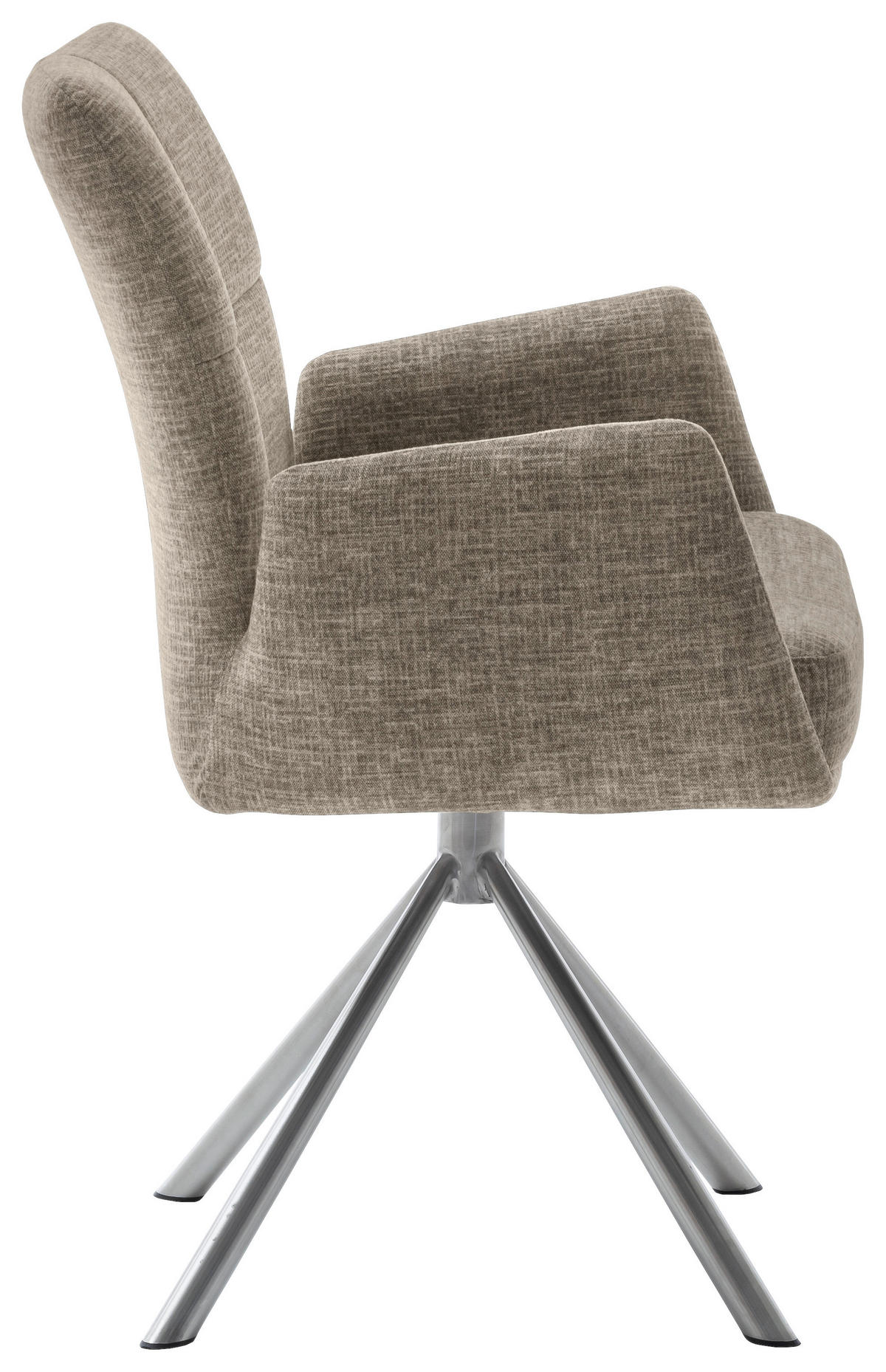 ARMLEHNSTUHL  in Edelstahl Flachgewebe  - Edelstahlfarben/Cappuccino, Design, Textil/Metall (60/87/61cm) - Novel