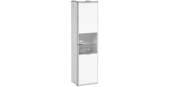 HÄNGEVITRINE in Eichefarben, Weiß - Edelstahlfarben/Eichefarben, Design, Glas/Holzwerkstoff (41/151/32cm) - Hom`in