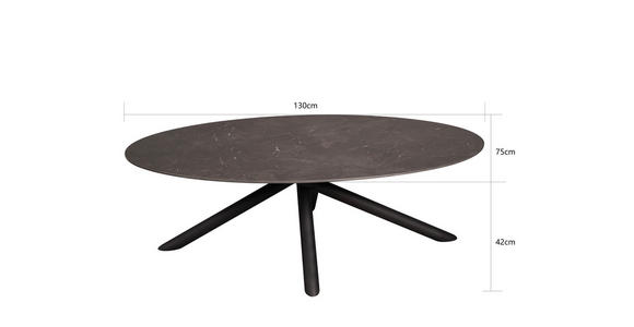 COUCHTISCH 130/75/42 cm oval Schwarz, Dunkelbraun - Dunkelbraun/Schwarz, Design, Keramik/Metall (130/75/42cm) - Novel