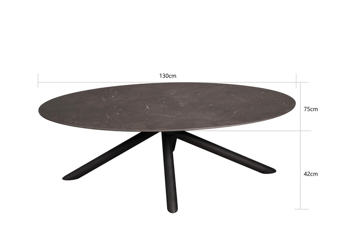 MĂSUțĂ DE CAFEA metal, ceramică 130/75/42 cm   - maro închis/negru, Design, ceramică/metal (130/75/42cm) - Novel