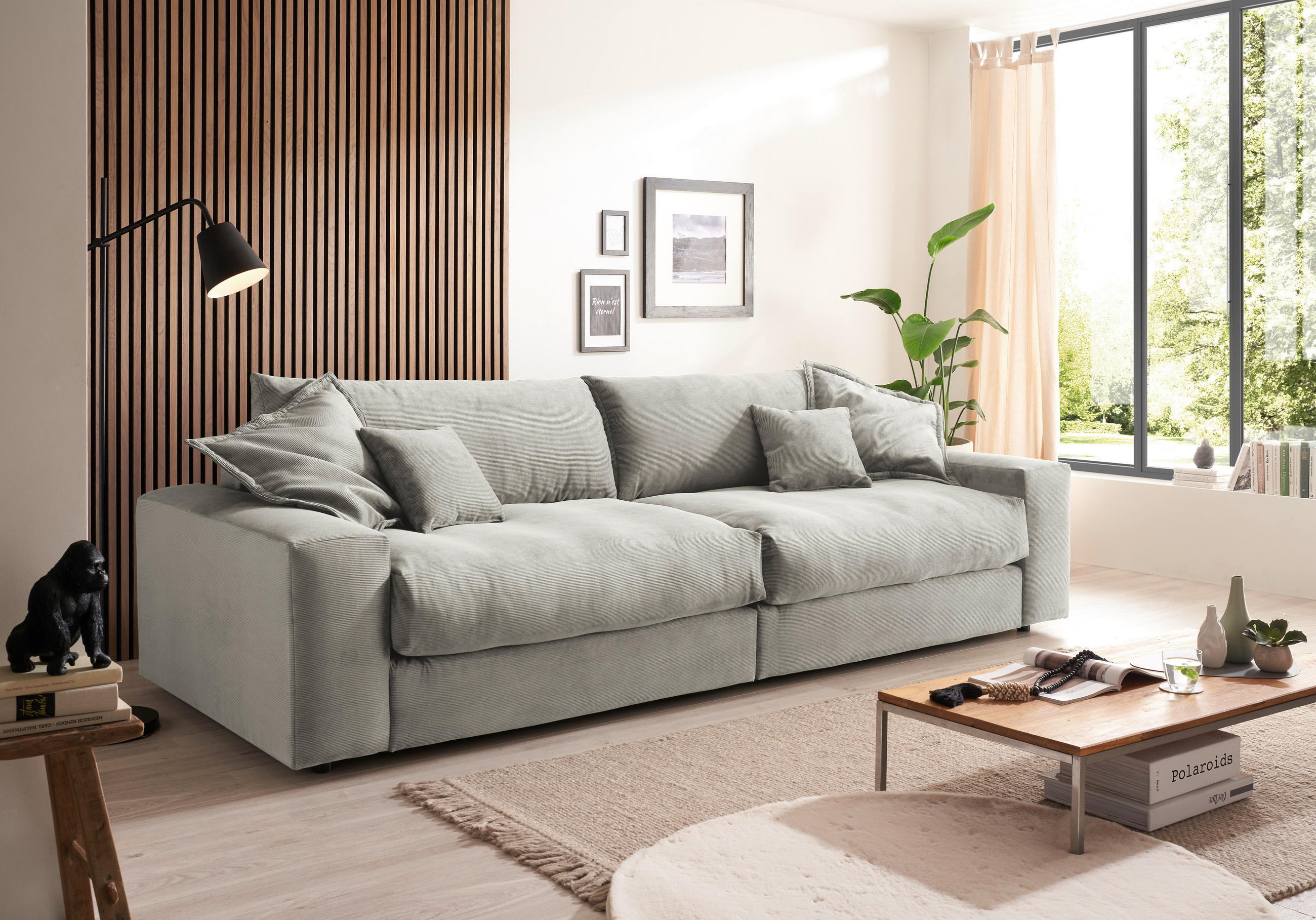 3-SITZER-SOFA KAMIL Cord Beige  - Beige/Schwarz, MODERN, Textil (298/95/122cm) - Livetastic