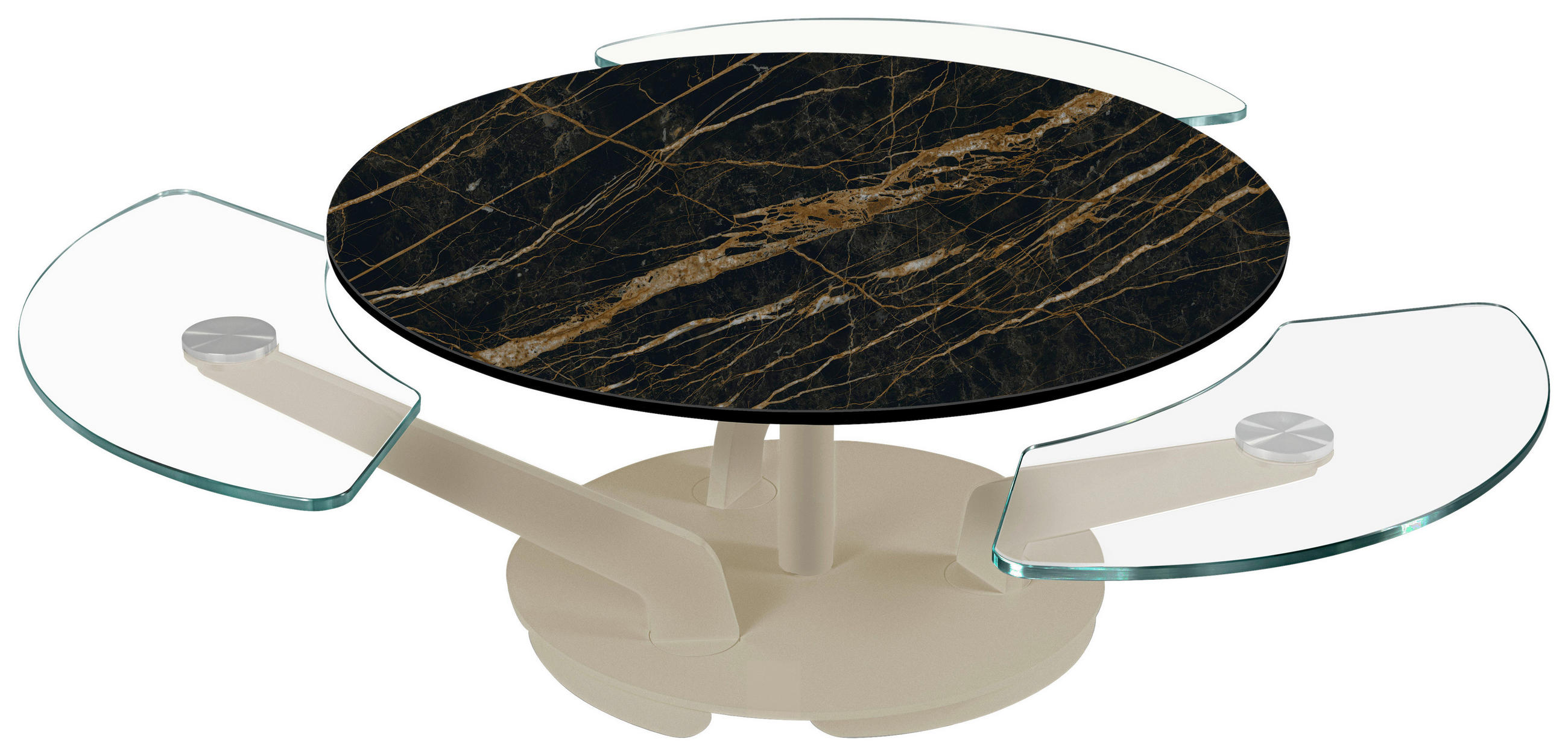 COUCHTISCH in Metall, Glas, Keramik 132-85/125/40 cm  - Schwarz/Bronzefarben, Design, Glas/Keramik (132-85/125/40cm) - Naos