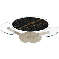 COUCHTISCH in Metall, Glas, Keramik 132-85/125/40 cm  - Schwarz/Bronzefarben, Design, Glas/Keramik (132-85/125/40cm) - Naos