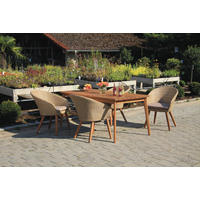 GARTENGARNITUR beschichtet AkazieAluminium ,[ ]} - Akaziefarben/Teakfarben, Basics, Holz/Kunststoff (180/90/76cm) - Gardenson