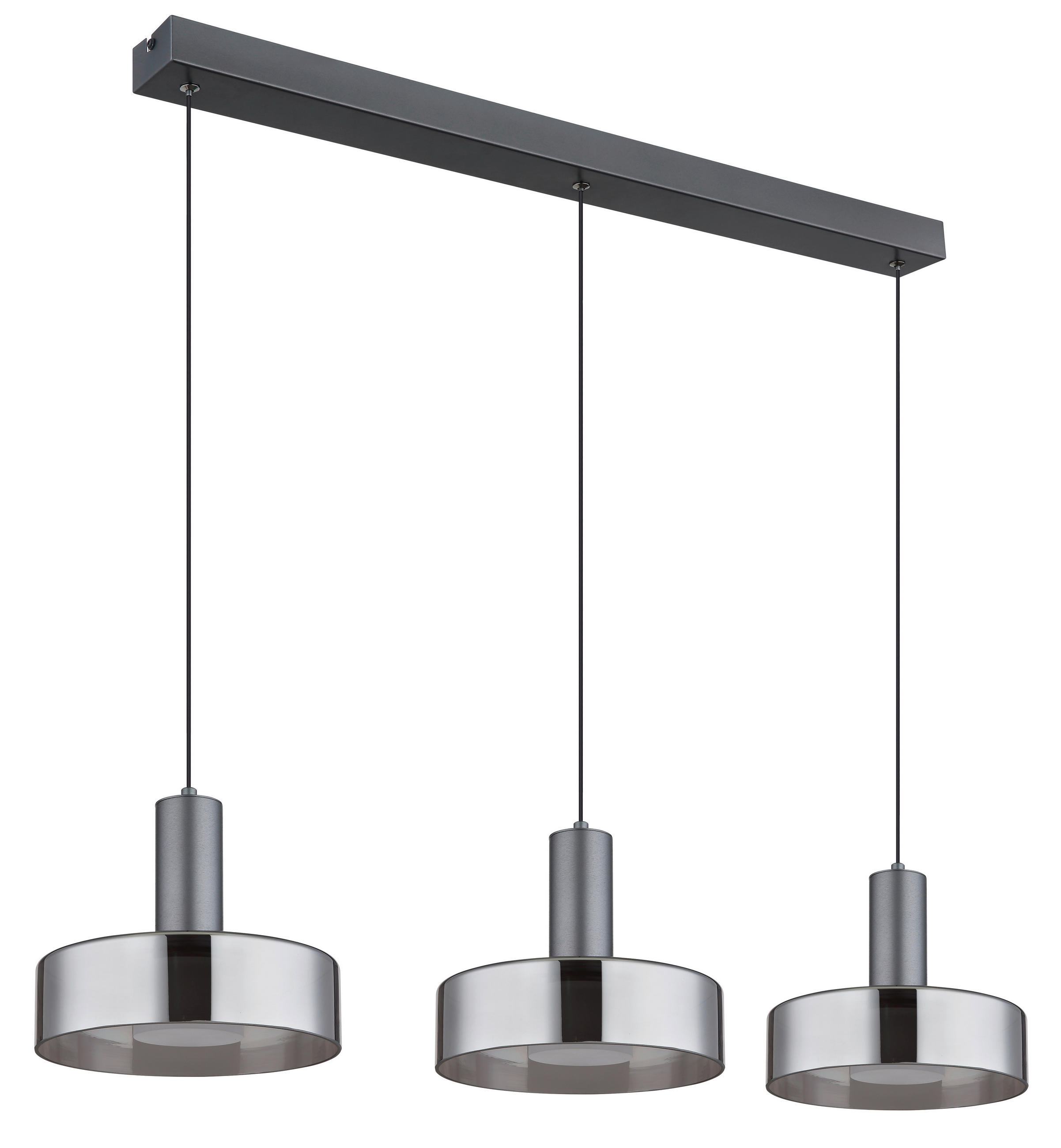 LED-HÄNGELEUCHTE 90/22/150 cm  - Schwarz/Grau, Design, Glas/Kunststoff (90/22/150cm) - Globo