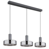 LED-HÄNGELEUCHTE 90/22/150 cm  - Schwarz/Grau, Design, Glas/Kunststoff (90/22/150cm) - Globo