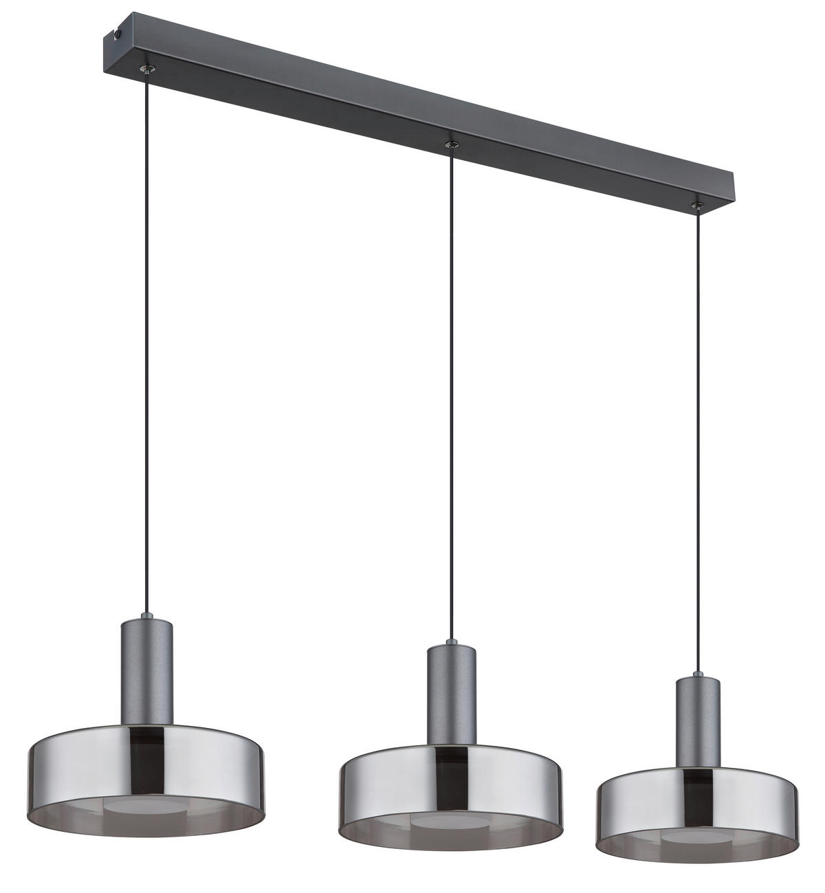 LED-HÄNGELEUCHTE 90/22/150 cm  - Schwarz/Grau, Design, Glas/Kunststoff (90/22/150cm) - Globo
