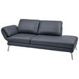 RÉCAMIERE in Echtleder Dunkelblau, Blaugrau  - Chromfarben/Blaugrau, Design, Leder/Metall (209/85-109/95-16cm) - Dieter Knoll