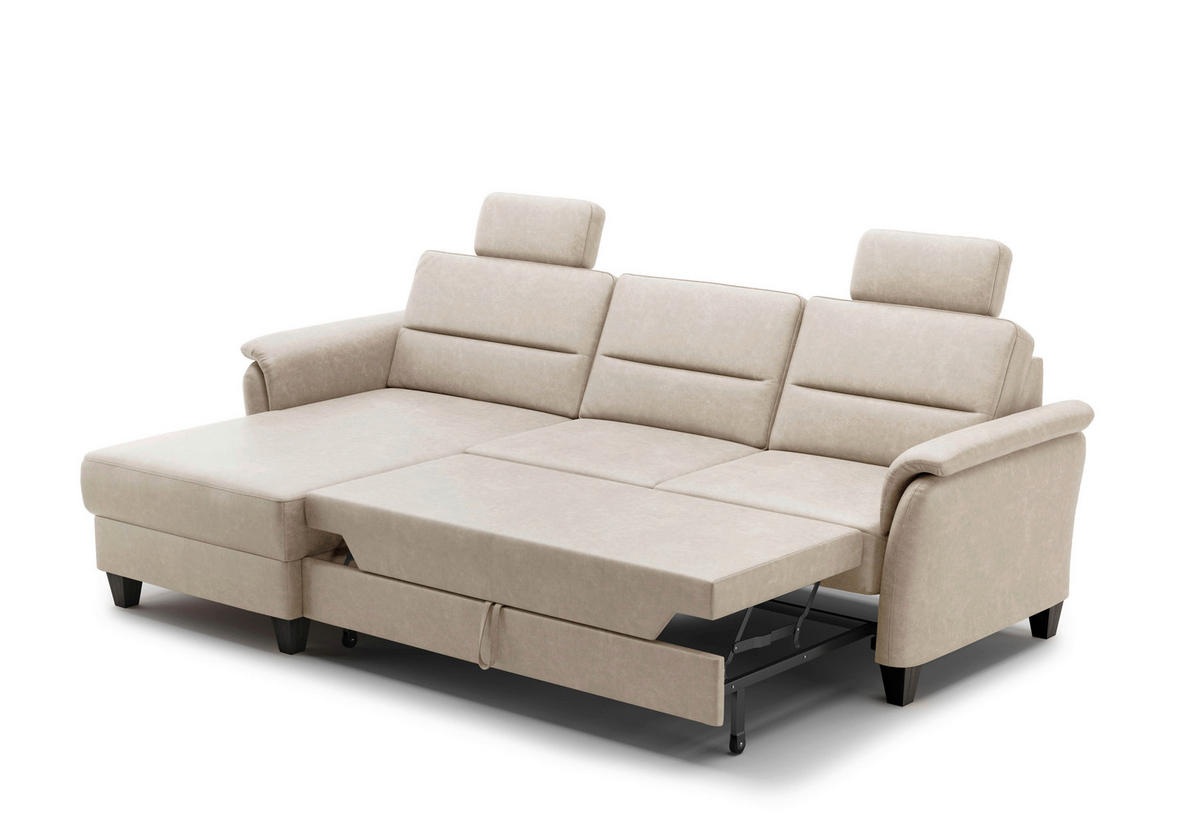 ECKSOFA PALMERA V Beige Mikrofaser  - Wengefarben/Beige, KONVENTIONELL, Holz/Textil (163/244cm) - Sit & More