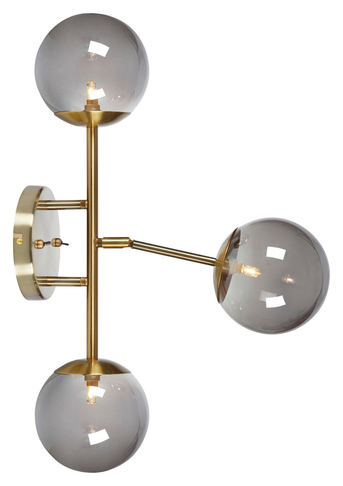 WANDLEUCHTE TRINITY 39/60/15 cm   - Messingfarben/Grau, Basics, Glas/Metall (39/60/15cm) - Markslöjd