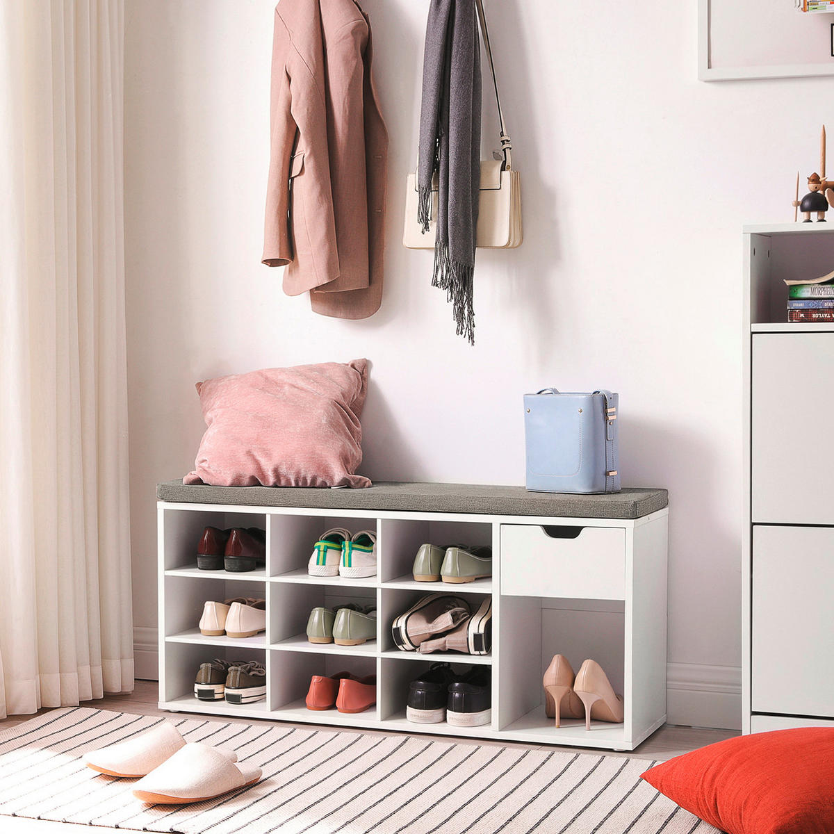 LAVICA DO PREDSIENE, 104/48/30 cm - sivá/biela, Trend, kompozitné drevo (104/48/30cm) - Boxxx