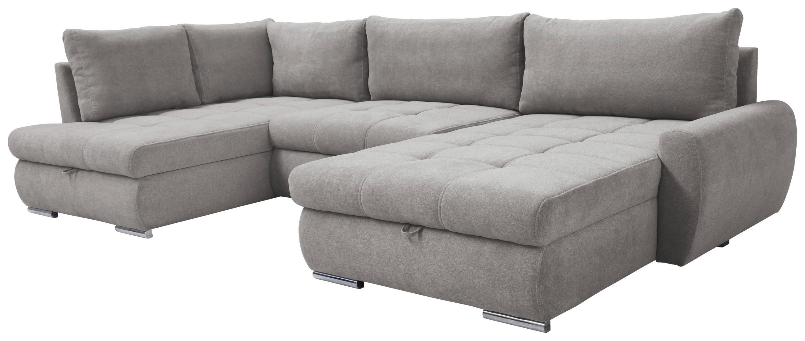 ECKSOFA in Velours Fango  - Chromfarben/Fango, Design, Kunststoff/Textil (173/322/174cm) - Livetastic