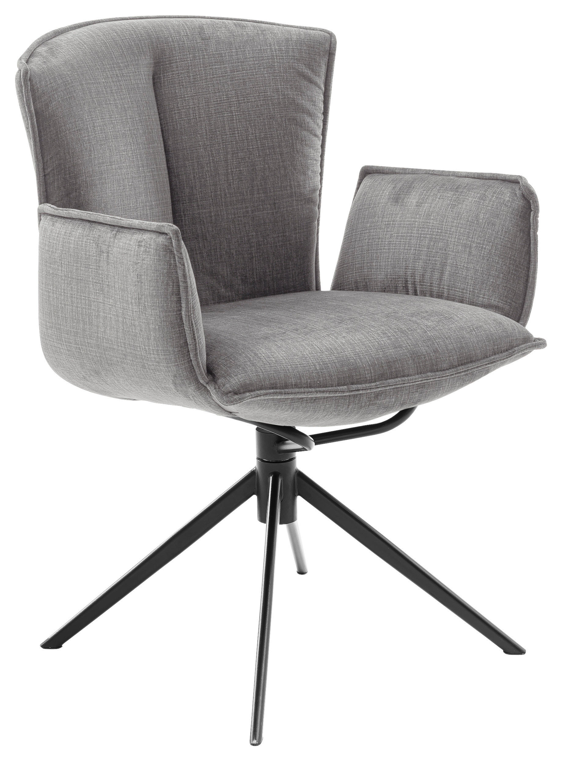 ARMLEHNSTUHL  in Stahl Velours  - Anthrazit/Schwarz, Design, Textil/Metall (62/88/62cm) - Novel