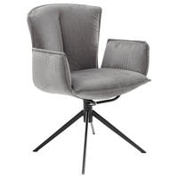 ARMLEHNSTUHL  in Stahl Velours  - Anthrazit/Schwarz, Design, Textil/Metall (62/88/62cm) - Novel