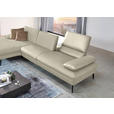 ECKSOFA in Echtleder Ecru  - Ecru/Schwarz, Design, Leder/Metall (157/325cm) - Dieter Knoll