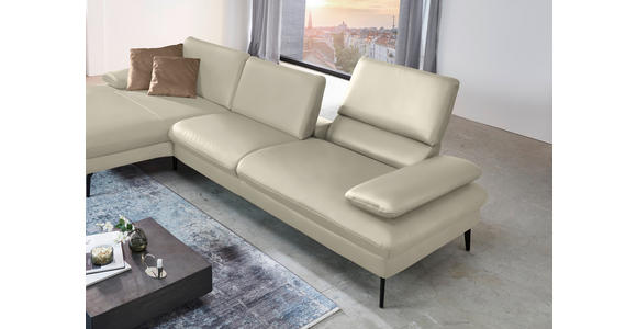 ECKSOFA in Echtleder Ecru 157/325 cm - Ecru/Schwarz, Design, Leder/Metall (157/325cm) - Dieter Knoll