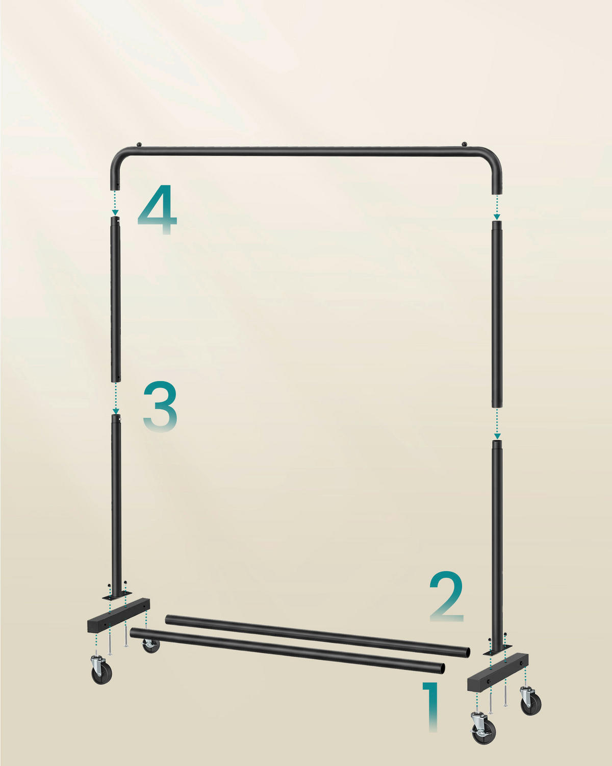 KLEIDERSTÄNDER in Schwarz 110/141,5/38 cm   - Schwarz, Basics, Metall (110/141,5/38cm)