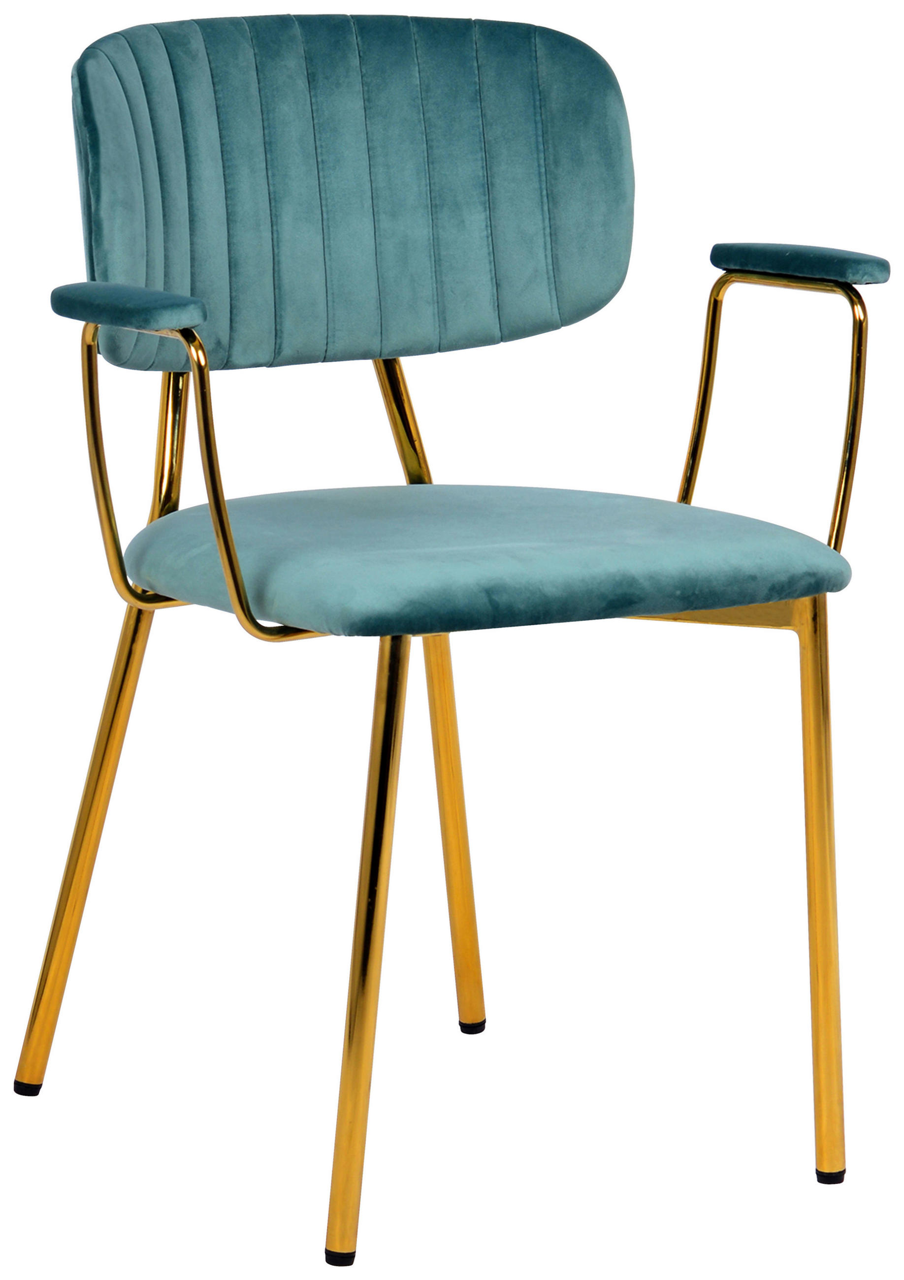 ARMLEHNSTUHL-SET 2 Stück  in Samt  - Goldfarben/Mintgrün, MODERN, Textil/Metall (63/80/51cm) - Kayoom