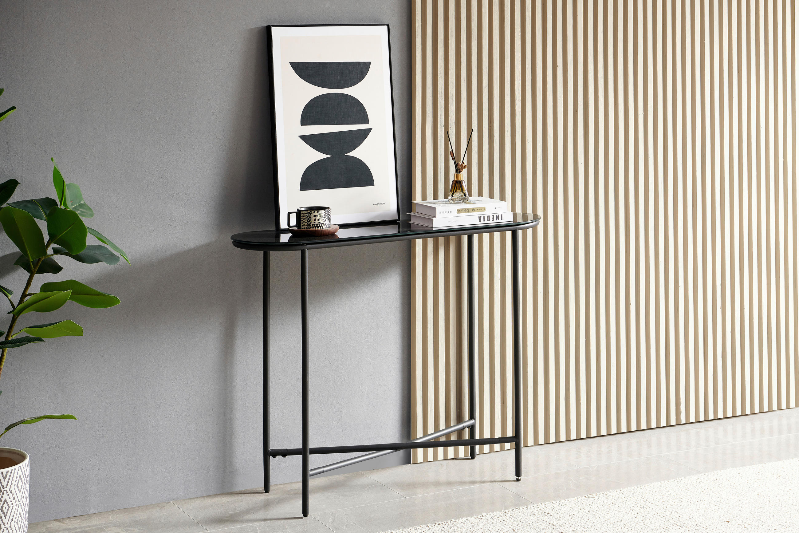 KONSOLENTISCH in Metall, Glas 100/30/76 cm    - Schwarz, Design, Glas/Metall (100/30/76cm) - MID.YOU