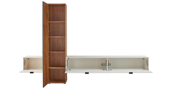 WOHNWAND in Weiß, Eichefarben 320,7/205,5/37,1 cm - Eichefarben/Weiß, Design, Glas/Holz (320,7/205,5/37,1cm) - Dieter Knoll