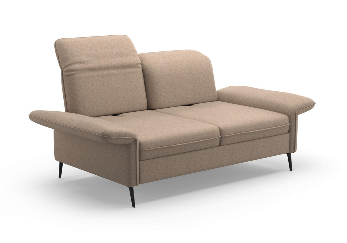 2,5-SITZER in Flachgewebe Taupe  - Taupe/Schwarz, Konventionell, Textil/Metall (189/92/123cm) - Sit & More