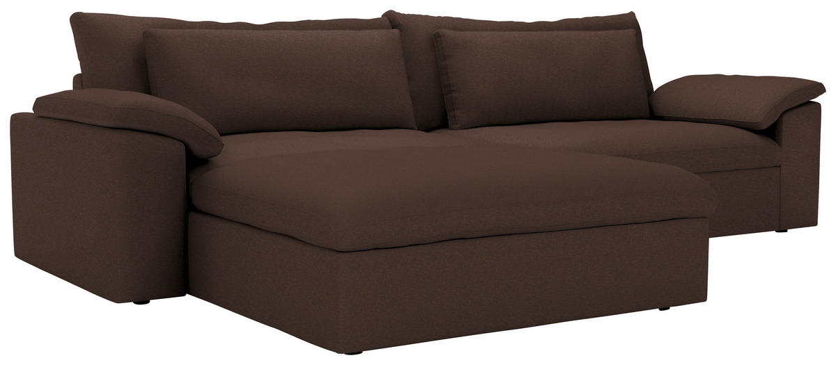 ECKSOFA  Chenille Braun  - Schwarz/Braun, Modern, Kunststoff/Textil (198/306cm) - Carryhome