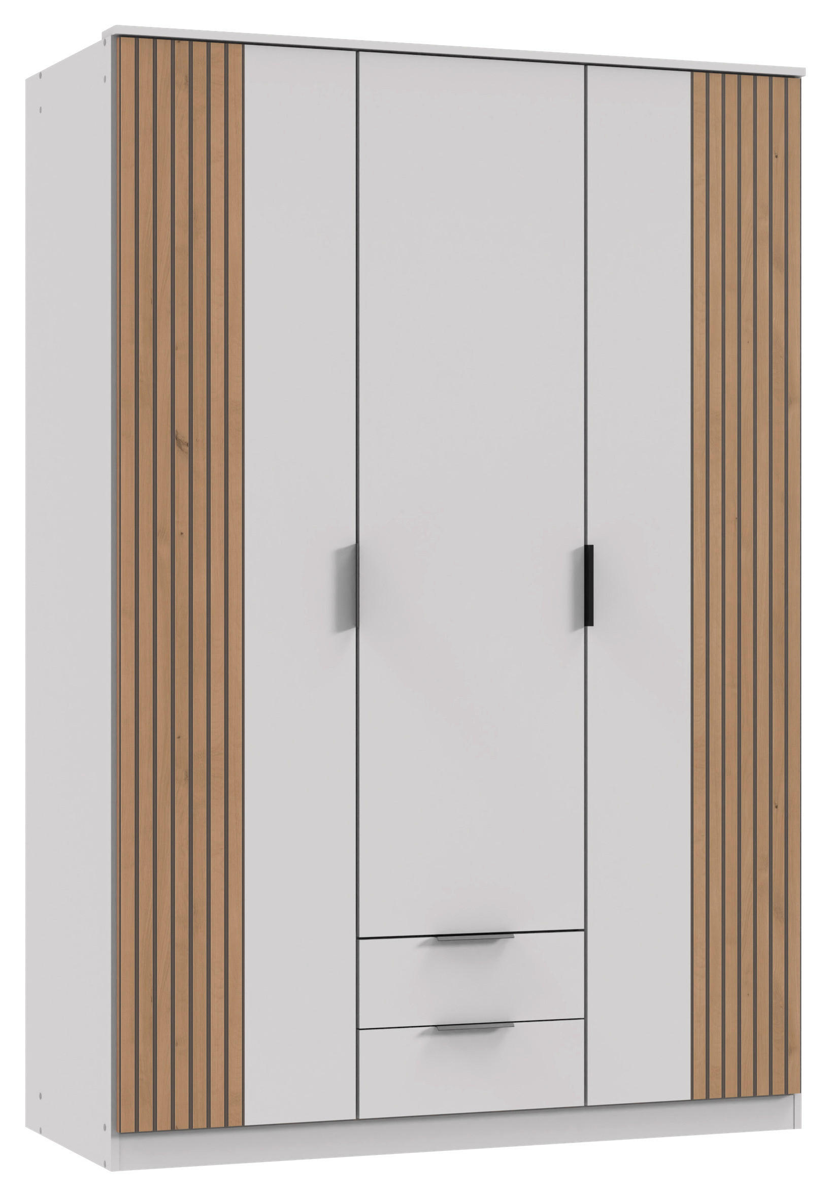 KLEIDERSCHRANK in Weiss, Eiche Artisan  - Weiss/Schwarz, Konventionell, Holzwerkstoff/Metall (135/199/58cm) - Boxxx