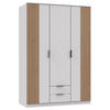 KLEIDERSCHRANK 3-türig Weiß, Eiche Artisan  - Schwarz/Weiß, KONVENTIONELL, Holzwerkstoff/Metall (135/199/58cm) - Boxxx