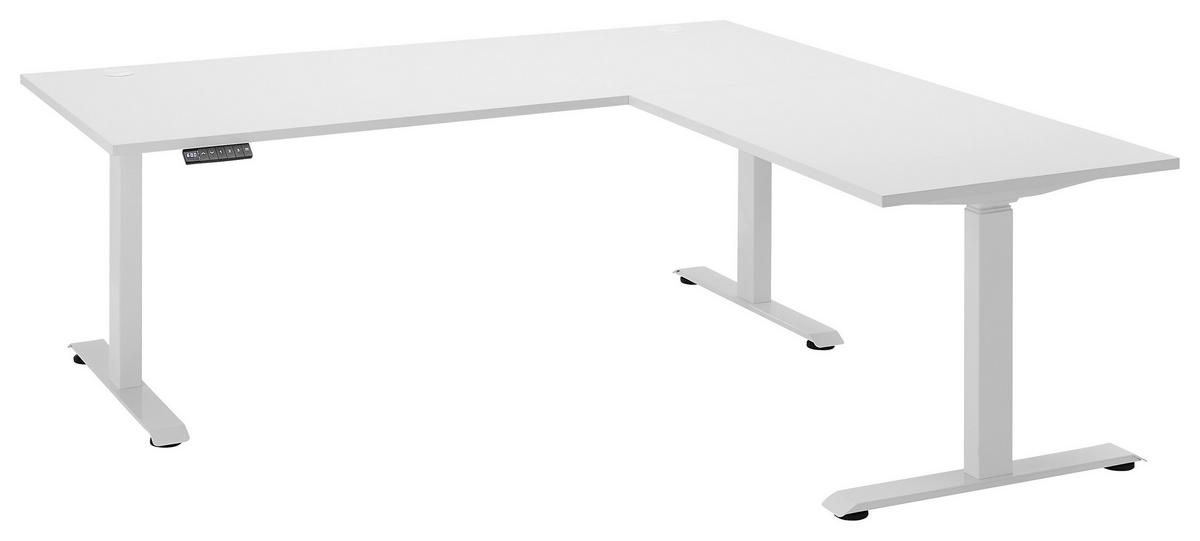 ECKSCHREIBTISCH 100/180/74-127 cm  in Weiß  - Weiß, MODERN, Holzwerkstoff/Metall (100/180/74-127cm) - Carryhome