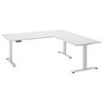 ECKSCHREIBTISCH 100/180/74-127 cm Weiß elektrisch höhenverstellbar  - Weiß, MODERN, Holzwerkstoff/Metall (100/180/74-127cm) - Carryhome