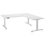 ECKSCHREIBTISCH höhenverstellbar, Kabeldurchlass, Memoryschalter  - Weiß, MODERN, Holzwerkstoff/Metall (100/180/74-127cm) - Carryhome