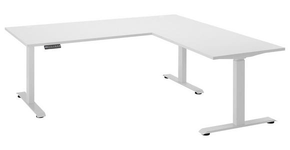 ECKSCHREIBTISCH 100/180/74-127 cm Weiß elektrisch höhenverstellbar  - Weiß, MODERN, Holzwerkstoff/Metall (100/180/74-127cm) - Carryhome