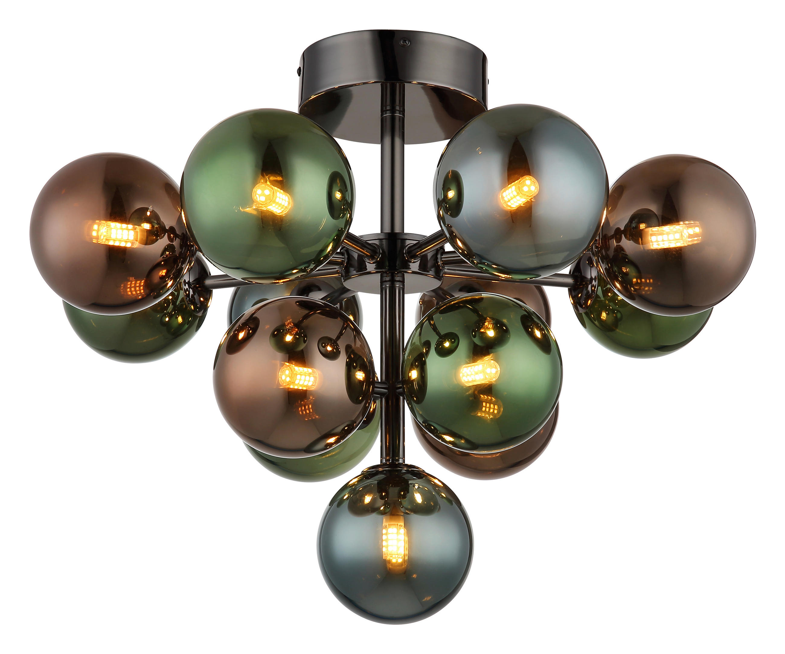 TAKLAMPA 43/56 cm  - bronsfärgad/grön, Design, metall/glas (43/56cm) - Globo