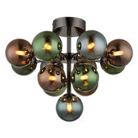 DECKENLEUCHTE  43/56 cm    - Petrol/Schwarzchrom, Design, Glas/Metall (43/56cm) - Globo