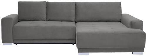 ECKSOFA inkl. Funktionen Grau Flachgewebe  - Silberfarben/Grau, Design, Holz/Textil (293/195cm) - Cantus