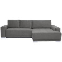 ECKSOFA inkl. Funktionen Grau Flachgewebe  - Silberfarben/Grau, Design, Holz/Textil (293/195cm) - Cantus