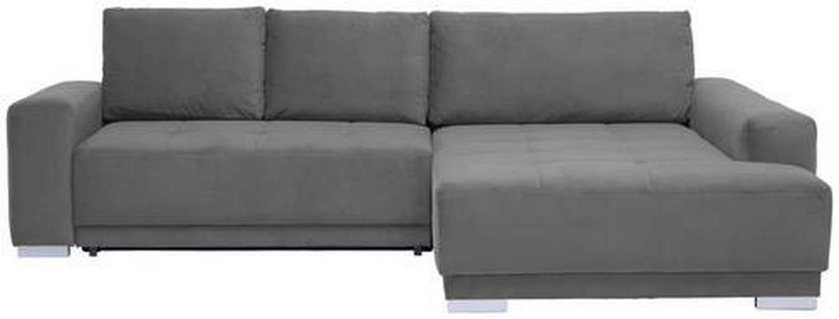 ECKSOFA inkl. Funktionen Grau Flachgewebe  - Silberfarben/Grau, Design, Holz/Textil (293/195cm) - Cantus