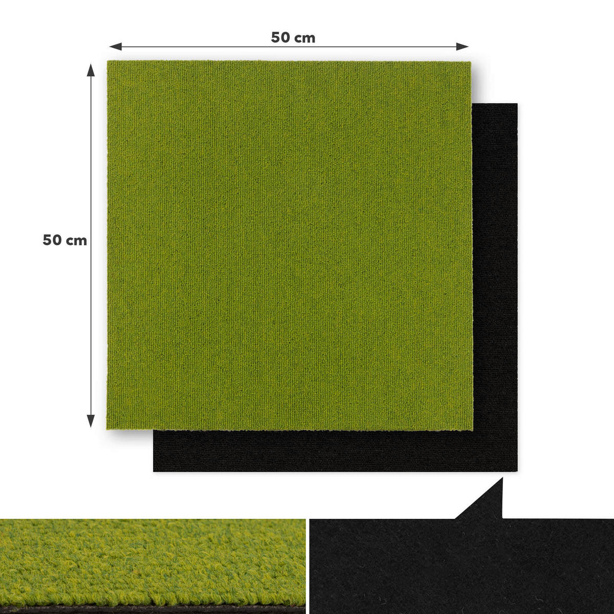 TEPPICHFLIESE - Grün, Basics, Textil (50/50cm) - Esposa