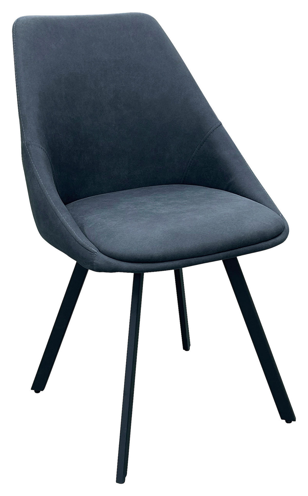 STUHL-SET 2 Stück  in Stahl Mikrofaser Metall, Textil  - Anthrazit/Schwarz, Design, Textil/Metall (55/83/59cm) - MID.YOU