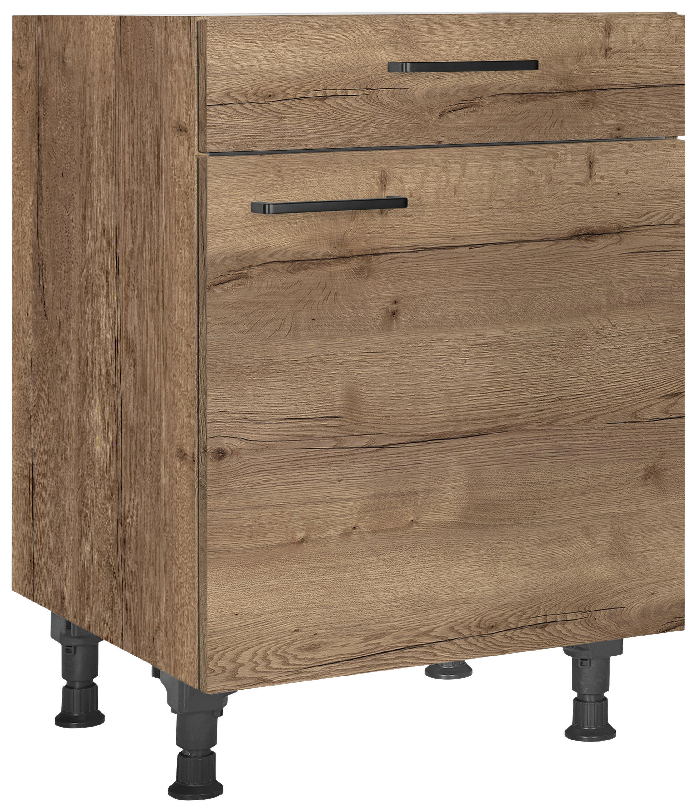 SCHUBKASTENUNTERSCHRANK 60/87/56 cm  in Eiche dunkel  - Eiche dunkel/Schwarz, MODERN, Holzwerkstoff/Metall (60/87/56cm) - Nobilia