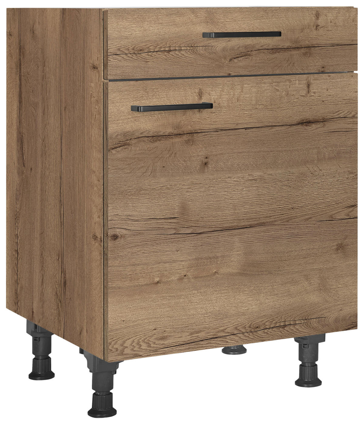 SCHUBKASTENUNTERSCHRANK 60/87/56 cm  in Eiche dunkel  - Eiche dunkel/Schwarz, MODERN, Holzwerkstoff/Metall (60/87/56cm) - Nobilia