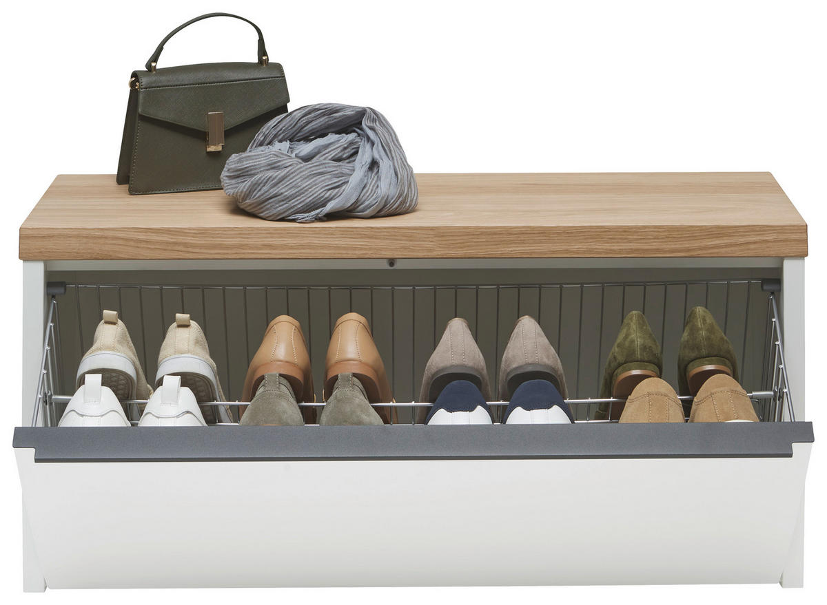 GARDEROBENBANK  in 92/42/31 cm  - Eichefarben/Anthrazit, Design, Metall (92/42/31cm) - Dieter Knoll