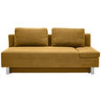 SCHLAFSOFA Melody in Flachgewebe Senfgelb  - Chromfarben/Senfgelb, Design, Holz/Textil (205/77-93/99cm) - Novel
